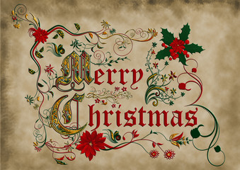 Medieval illuminated manuscript page with ornaments and decorate