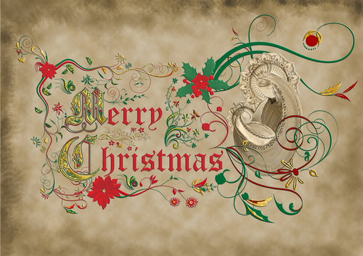 Medieval illuminated manuscript page with ornaments and decorate