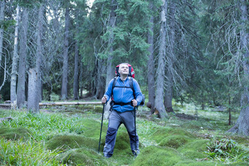 Fototapeta premium Hiking in Caucasus mountains.