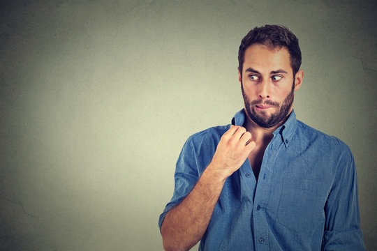 man opening shirt to vent, it's hot, unpleasant, Awkward Situation, Embarrassment