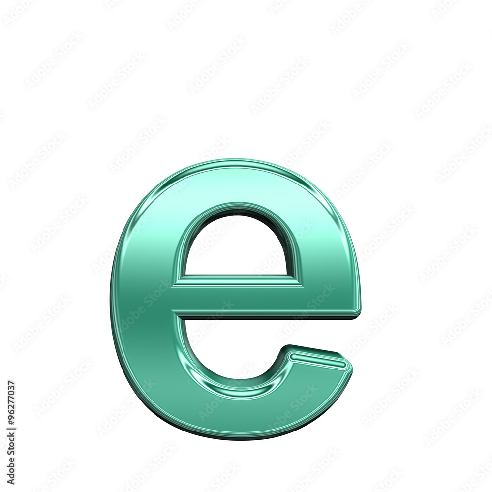 Fototapete one lower case letter from shiny turquoise alphabet set, isolated on white. computer generated 3d ph