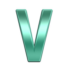 One letter from shiny turquoise alphabet set, isolated on white. Computer generated 3D photo rendering.