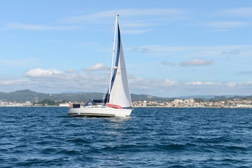 ocean view with sailing yacht