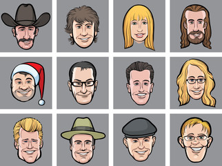 vector illustration of diverse business people faces