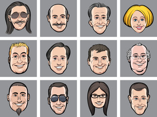 vector illustration of diverse business people faces - Powered by Adobe