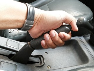 Pulling The Hand Brake Of A Car