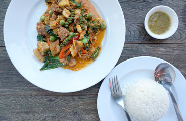 Thai style Spicy stir fried pork with chili paste