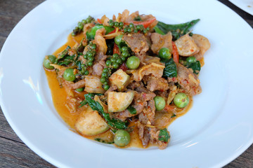 Thai style Spicy stir fried pork with chili paste