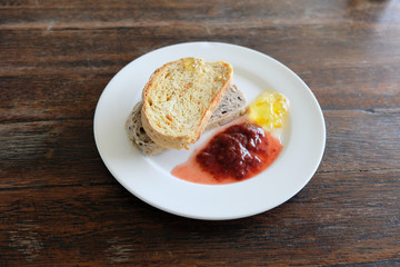 Homemade bread with homemade jam