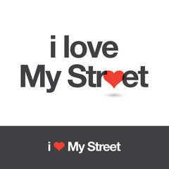 Fototapeta premium I love my street. Editable vector logo design. 