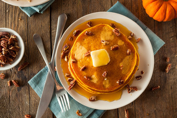 Homemade Pumpkin Pancakes with Butter