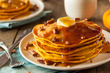 Homemade Pumpkin Pancakes with Butter