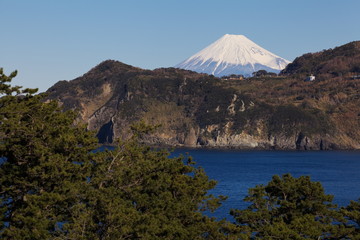 Mountain Fuji in winter season at Suruga bay Shizuoka prefecture