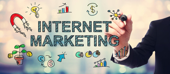 Businessman drawing Internet Marketing concept
