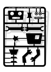 Robot parts cut out and assemble template for children .