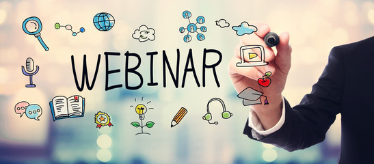 Businessman drawing Webinar concept