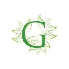 letter leaf green logo icon