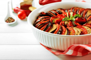 Ratatouille - traditional French Provencal vegetable dish cooked in oven