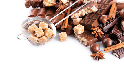 Chocolate sweets isolated on white
