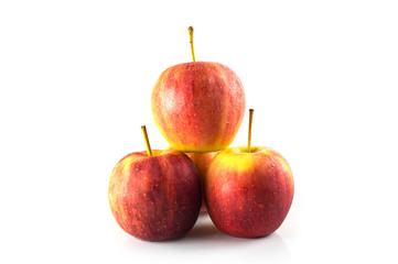 Close up view of some red apples isolated on a white background