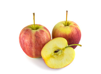 Red apple  with slice on a white background