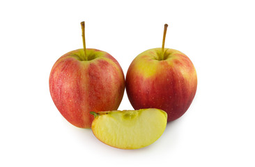 Red apples  with slice with white background