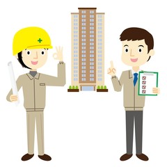 建設　男性作業員　チェック