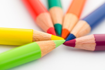 Colour pencils isolated on white