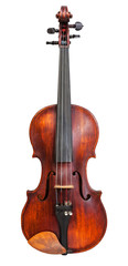 Naklejka premium front view of standard full size violin isolated