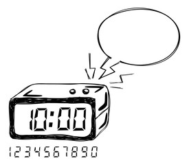 alarm clock with bubble speech