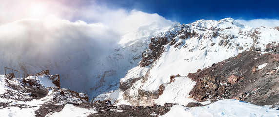 Panorama of snow-covered mountains
