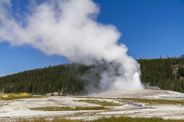Old faithful geysir eruption in Yellowstone