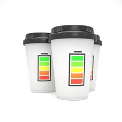 Three paper coffee cups