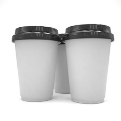 Three paper coffee cups