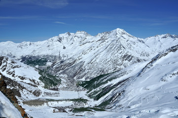 Saas Fee skiing resort in the Swiss Alps