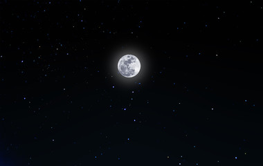 Naklejka na ściany i meble full moon on night sky with starry