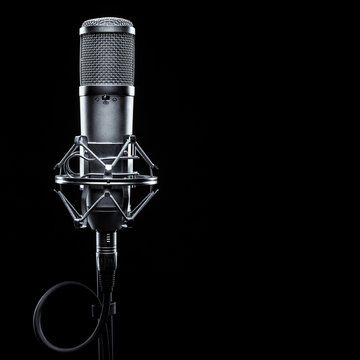 studio microphone on a black background