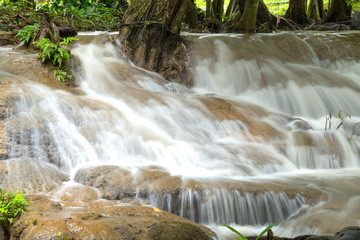 Obraz premium Keingkravia waterfall at sangkhlaburi, Kanjanaburi. Thailand