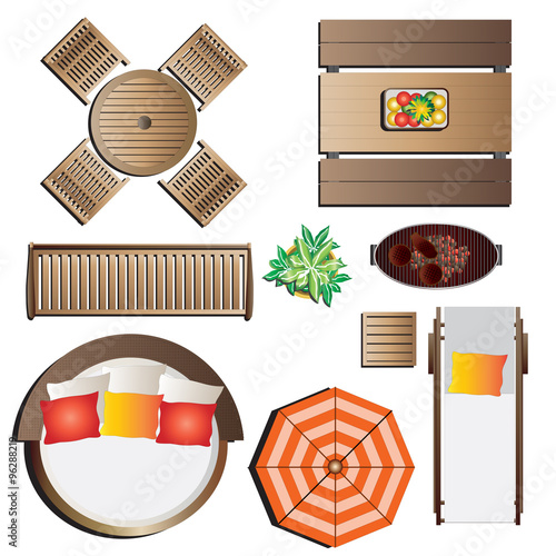 furniture top home view vector set design top view