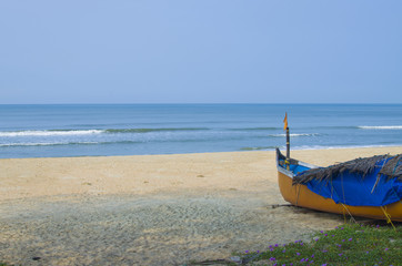 Fototapeta na wymiar beautiful landscape of a beach with the boat