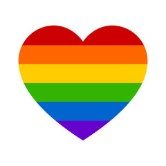 Gay marriage rainbow heart flat icon for apps and websites