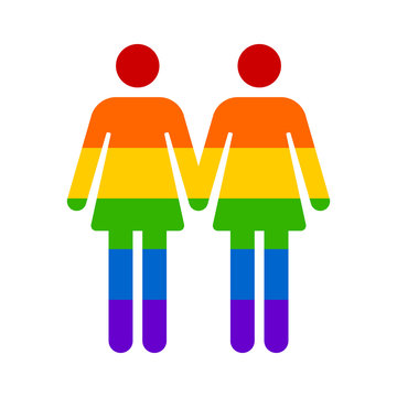 Gay marriage rainbow lesbian flat icon for apps and websites