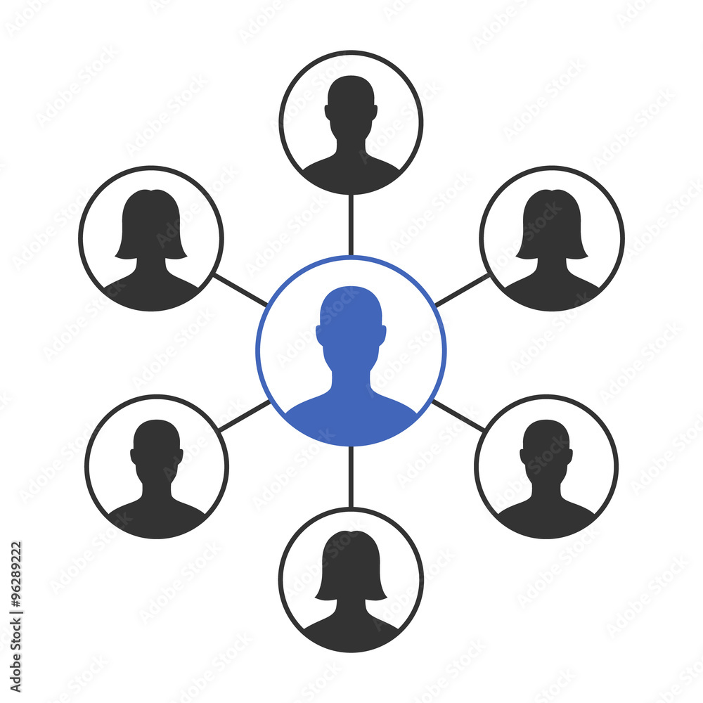 Poster social networking group flat icon for apps and websites