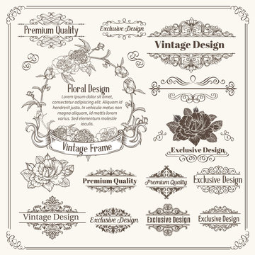 Vintage Vector Design Elements Collection. 