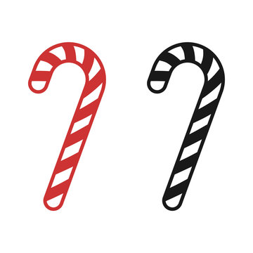 Christmas peppermint candy cane with stripes flat icon for apps and websites