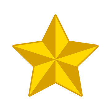 3D gold star decoration flat icon for apps and websites