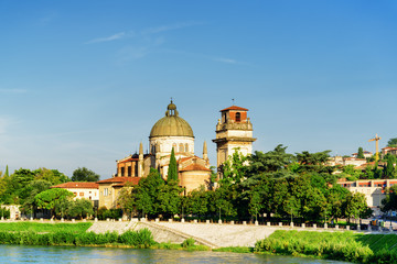 Fototapeta na wymiar View of the Church of San Giorgio in Braida, Verona, Italy