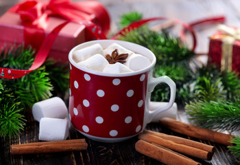 Hot drink with marshmallows