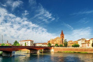 View of the Saints Fermo and Rustico from Adige River, Verona