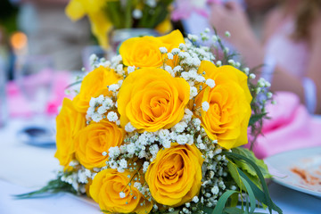 Bride Flower Bouquet on Table